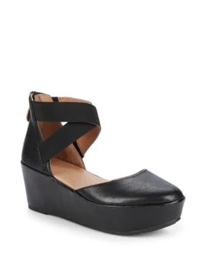 Shop Gentle Souls Fiona Leather Platform Wedge Shoes In Black
