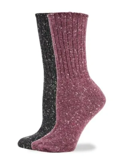 Shop Hue 2-pack Tweed Rib Boot Socks In Sangria