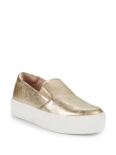 Shop Kenneth Cole Joanie Leather Slip-on Sneakers In Soft Gold