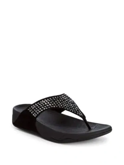 Shop Fitflop Glitzie Toe Thong Sandals In Black