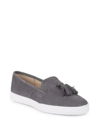 Shop Anne Klein Zane Slip-on Suede Sneakers In Grey