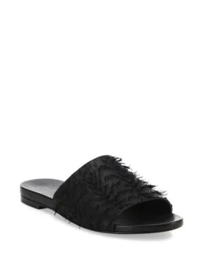 Shop Loeffler Randall Ava Leather Slide Sandals In Black