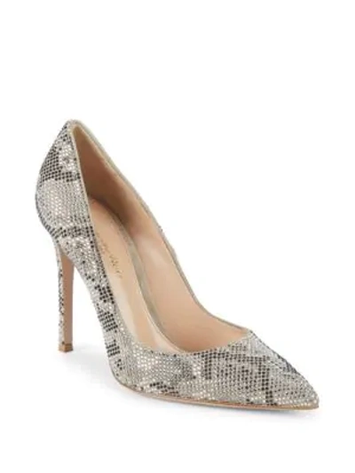 Shop Gianvito Rossi Embellished Leather Pumps In Soft Grey