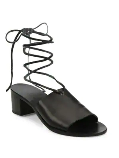 Shop Ancient Greek Sandals Christina Vachetta Leather Ankle-wrap Sandals In Black