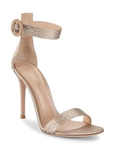 Shop Gianvito Rossi Strass Crystal Embellished Sandals In Bisque