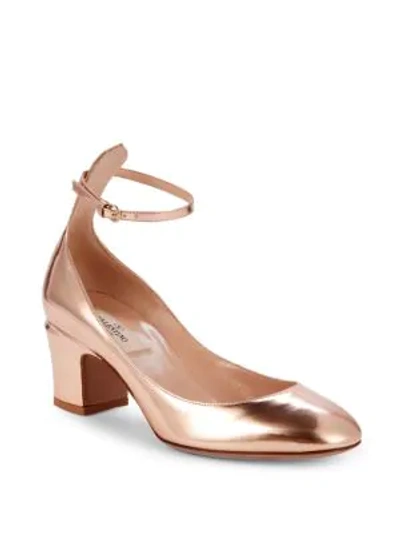 Shop Valentino Tango Metallic Leather Pumps In Rose Gold