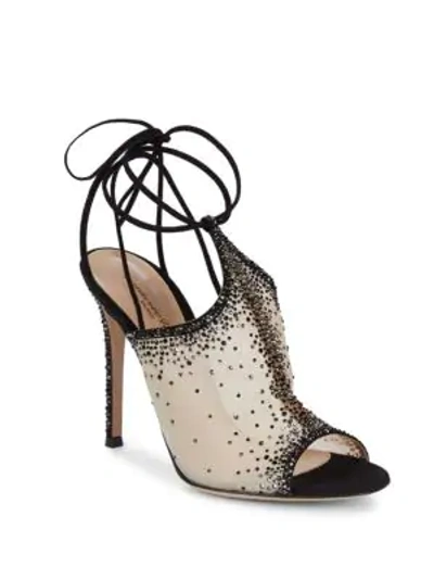 Shop Gianvito Rossi Sequin Ankle Strap Sandals In Nude
