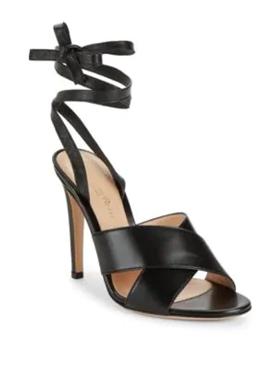 Shop Gianvito Rossi Leather Ankle Strap Sandals In Black