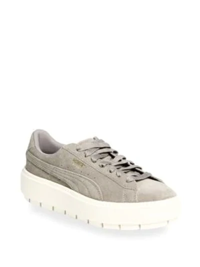 Shop Puma Rock Ridge Suede Platform Sneakers In Grey