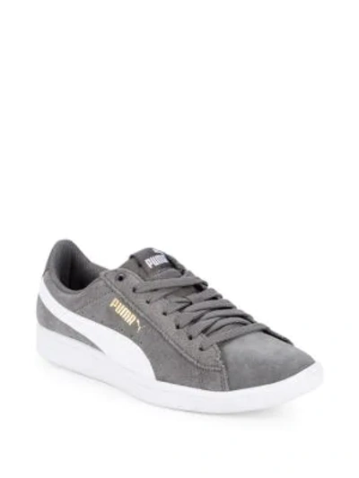Shop Puma Vikky Suede Low-top Sneakers In Grey