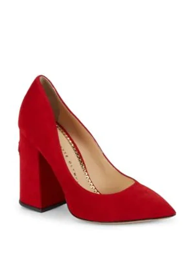 Shop Charlotte Olympia Point Toe Leather Pumps In Red
