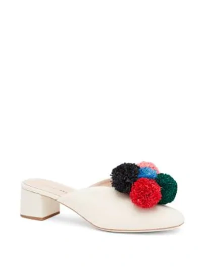Loeffler Randall Lulu Pom-pom Canvas Mules In Natural Multi