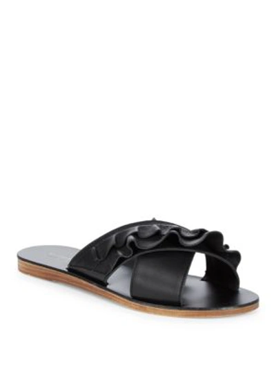 Shop Saks Fifth Avenue Leather Ruffle Sandals In Black