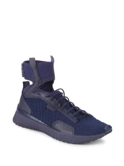 Shop Fenty X Puma Trainer Mid-top Sneakers In Blue