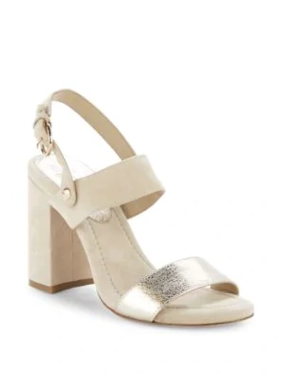 Shop Joie Lakin Suede Block Heel Sandals In Gold Beige