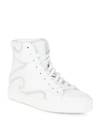 Shop John Galliano Lace-up Hi-top Sneakers In White