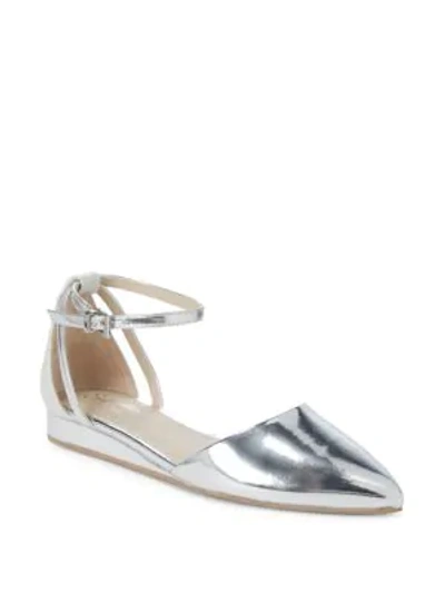 Shop Seychelles Match Up Ankle-strap Flats In Silver Mirror