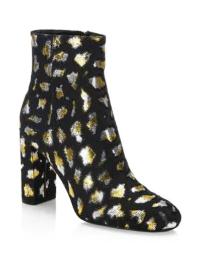 Shop Saint Laurent Loulou Leopard Ankle Boots In Honey Yellow
