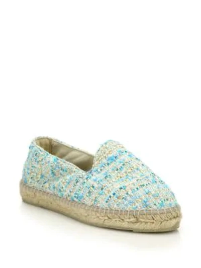 Shop Manebi Ibiza Tweed Espadrille Flats In Aquamarine