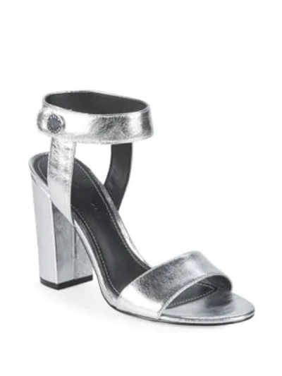 Shop Kendall + Kylie Rowan Metallic Leather Sandals In Silver