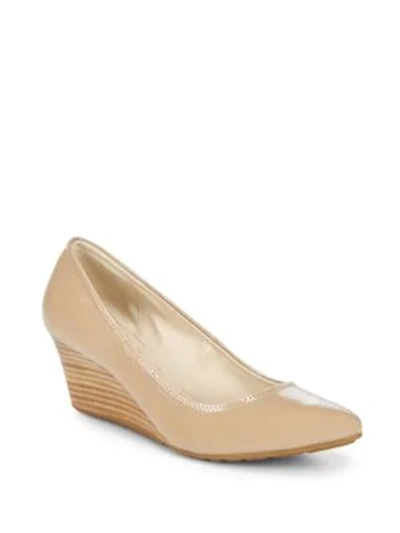 Shop Cole Haan Emory Wedge Heel Leather Pumps In Beige