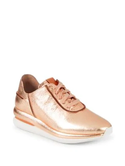 Shop Gentle Souls By Kenneth Cole Raina Lace-up Leather Sneakers In Rose Gold