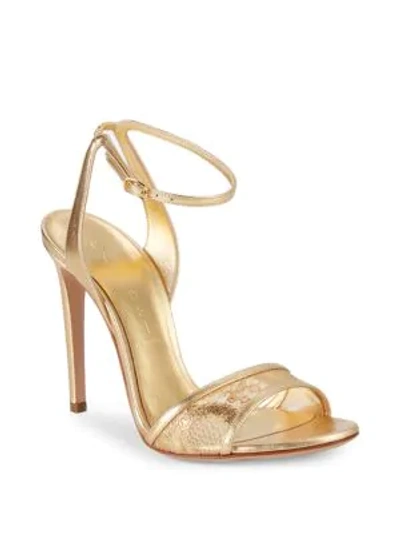 Shop Casadei Metallic Leather Ankle-strap Sandals In Golden