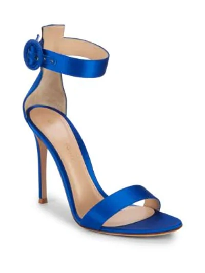 Shop Gianvito Rossi Portofino Satin Ankle-strap Sandals In Blue
