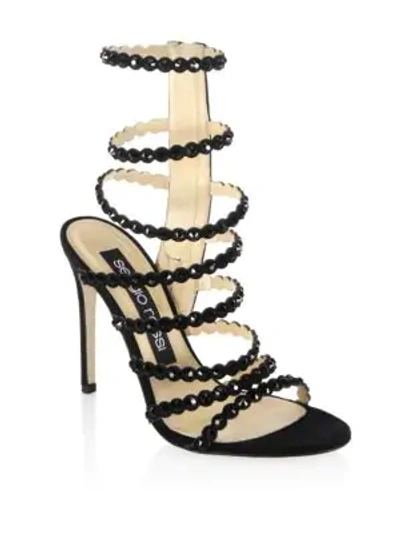 Shop Sergio Rossi Kim Crystal Gladiator Sandals/105mm In Black