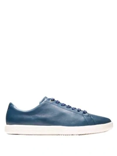 Shop Cole Haan Grand Crosscourt Leather Sneakers In Marine Blue