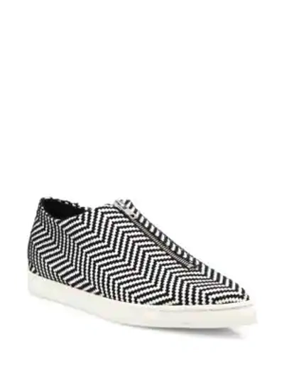 Shop Stella Mccartney Sligo Zigzag Zip-front Sneakers In Black White