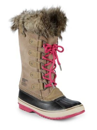 Shop Sorel Joan Of Arctic Waterproof Suede Faux Fur Boots In Pebble
