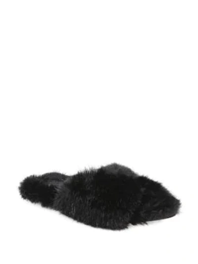 Shop Simone Rocha Faux Fur Bow Slides In Black