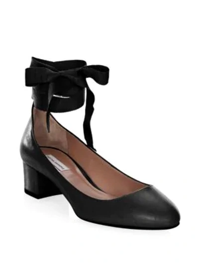 Shop Tabitha Simmons Chloe Leather Ankle-wrap Block Heel Pumps In Black