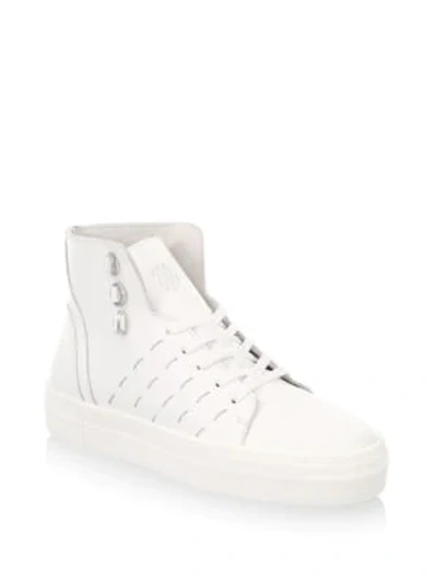 Shop K-swiss Modern Leather High Top Sneakers In White Off White