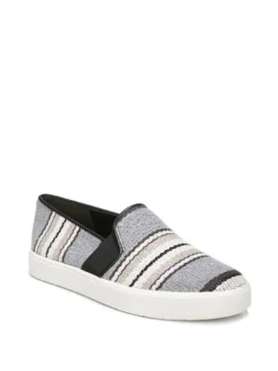 Shop Vince Blair Striped Leather Trainers In Ash Multi