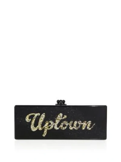 Shop Edie Parker Flavia Uptown/downtown Acrylic Clutch In Obsidian