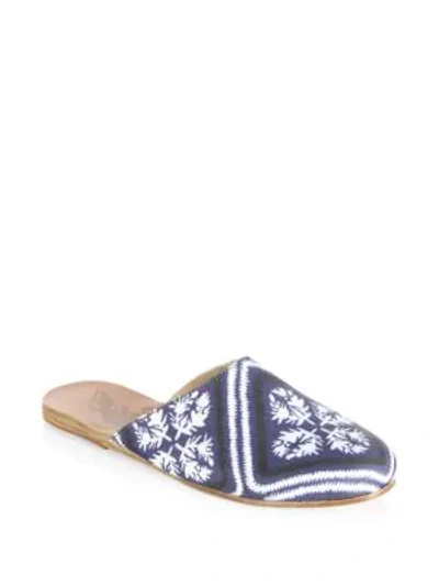 Shop Ancient Greek Sandals Bandana-print Flat Mules In Marine