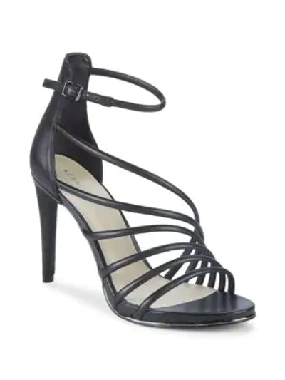 Shop Kenneth Cole Belinda Leather Stiletto Sandals In Black