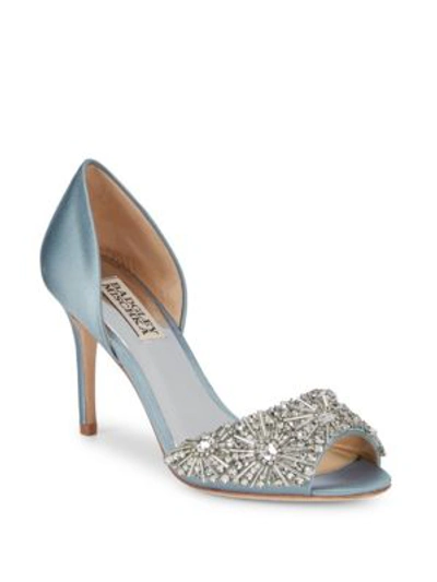 Shop Badgley Mischka Maria Embellished D'orsay Pumps In Cloudy Blue