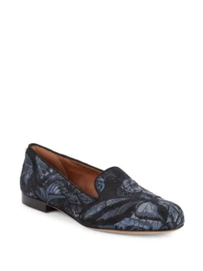 Shop Valentino Embroidered Loafers In Black