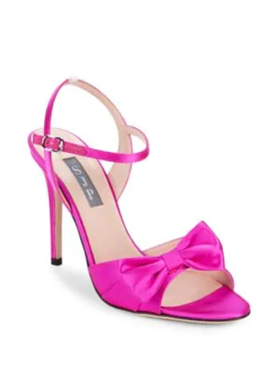 Shop Sjp By Sarah Jessica Parker Louise Satin Bow Stiletto Sandals In Pink