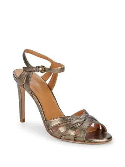 Shop Stuart Weitzman Stiletto Heel Leather Sandals In Beige