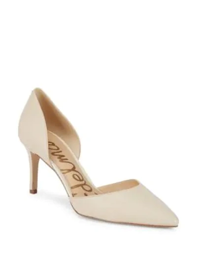 Shop Sam Edelman Telsa Leather Dorsay Pumps In Ivory