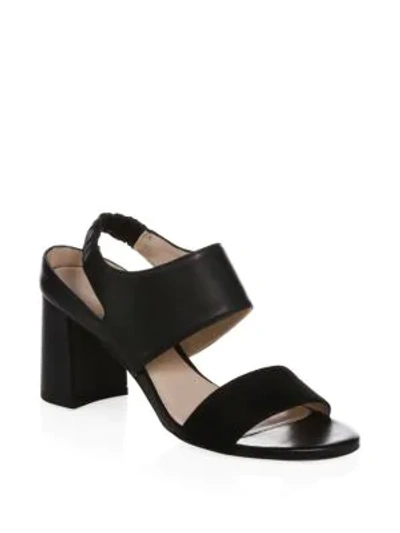 Shop Stuart Weitzman Erica Elastic-strap Block-heel Sandal In Black