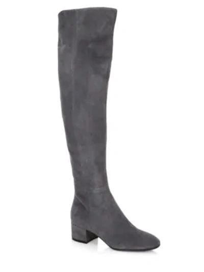 Shop Gianvito Rossi Texa Suede Over-the-knee Boots In Lapis
