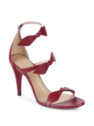 Shop Chloé Leather Bow Sandals In Red