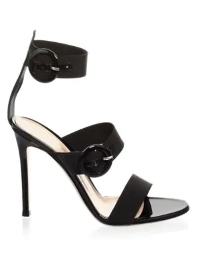 Shop Gianvito Rossi Ankle Strap Leather Sandals In Black