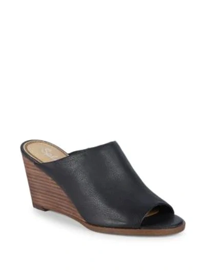 Shop Splendid Fenwick Leather Wedge Sandals In Black