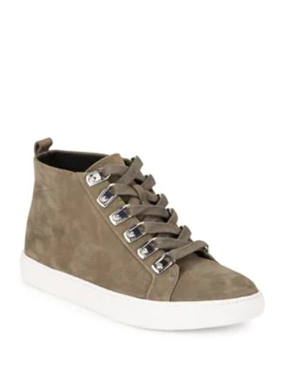 Shop Kenneth Cole Kale Nubuck Leather Hi-top Sneakers In Cement
